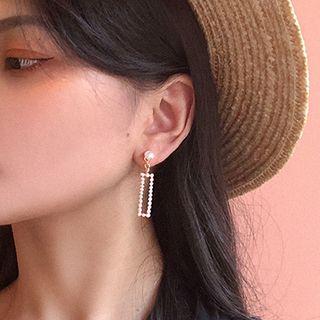 Faux Pearl Rectangle Dangle Earring 1 Pair - Earring - Faux Pearl - Rectangle - One Size