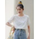 Floral Eyelet Short-sleeve Blouse