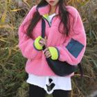 Contrast-trim Sherpa-fleece Zipped Hoodie