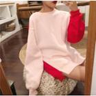 Color-block Long Sleeve Knit Top