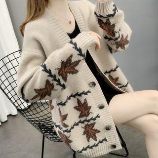 Leaf Jacquard Cardigan