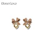 Bow Heart Alloy Dangle Earring 1 Pair - Coffee & Gold - One Size