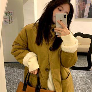 Two-way Lambswool Long Coat Khaki - One Size