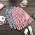 Plaid A-line Spaghetti Strap Dress