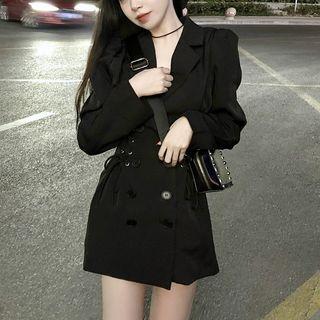 Double Breasted Mini Coat Dress Black - One Size