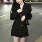 Double Breasted Mini Coat Dress Black - One Size