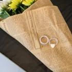 Set : Heart Acetate Ring + Cat Eye Stone Bead Ring 1 Pair - White - One Size