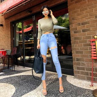 Knot-front Ribbed Top