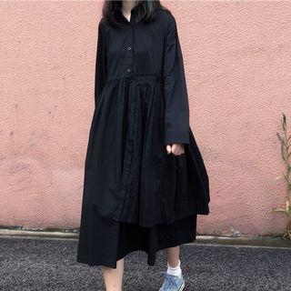 Accordion Pleat Panel Shirtdress As Shown In Figure - One Size