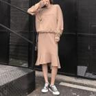 Set: Lettering Pullover + Ruffle Midi Skirt