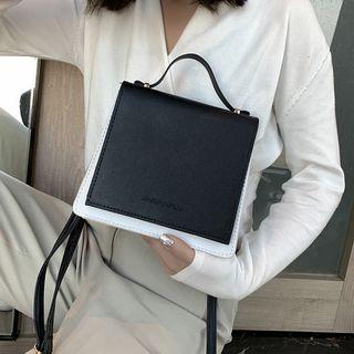 Faux-leather Colorblock Satchel With Strap