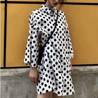 Oversized Dotted Shirt White - One Size