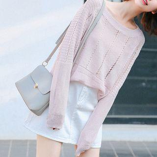 Pointelle Knit Sweater Pink - One Size
