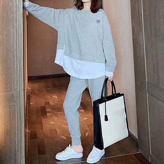 Set: Mock Two-piece Sweatshirt + Sweatpants