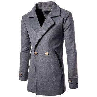 Metal Buttoned Notched-lapel Coat