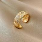 Faux Woven Alloy Open Ring Gold - One Size