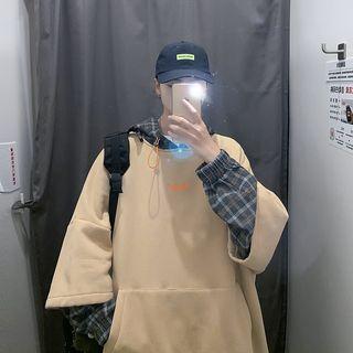 Mock Two-piece Plaid Oversize Hoodie