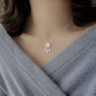925 Sterling Silver Dream Catcher Pendant Necklace Frosted - Silver - One Size