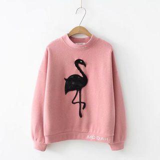 Flamingo Applique Pullover Pink - One Size