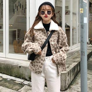 Leopard Print Single-breasted Jacket Leopard - One Size