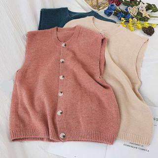 Plain Round-neck Knit Tank Top