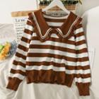 Peter Pan-collar Striped Sweater