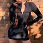 Half-zip Mini Bodycon Dress
