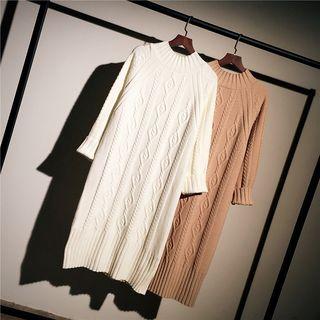 Plain Cable-knit Dress