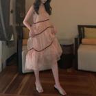 Sleeveless Mesh Dress Cherry Pink - One Size