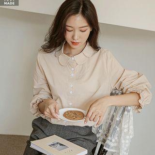 Collar-detail Bell-cuff Blouse