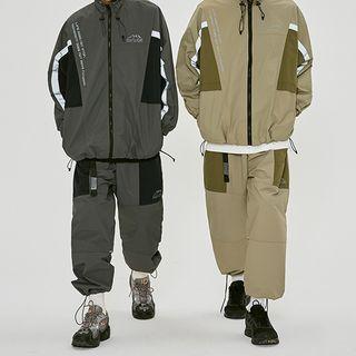 Contrast Color Zip Jacket / Drawstring-cuff Pants