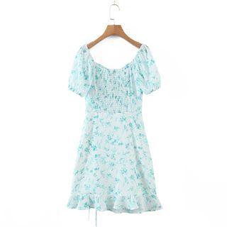 Floral Cutout Drawstring Mini Dress