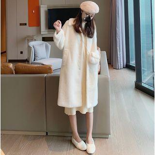 Drop-shoulder Fleece Coat