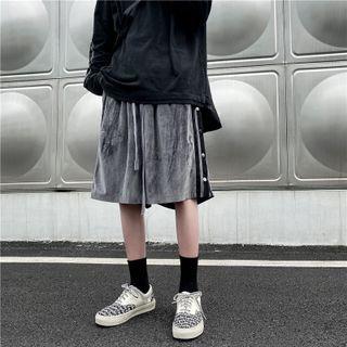 Button-up Velvet Shorts