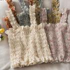 Floral Ruffled-trim Smocked Crop Top In 15 Colors