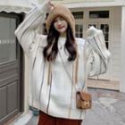 Striped Round-neck Oversize Knit Sweater Off-white - One Size