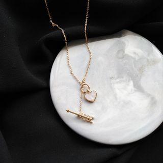 Alloy Arrow & Heart Pendant Necklace 1 Pc - As Shown In Figure - One Size
