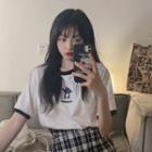 Short-sleeve Two-tone Bear Print T-shirt Bear - One Size