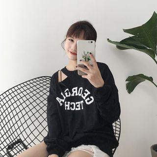 Ripped Lettering Sweatshirt
