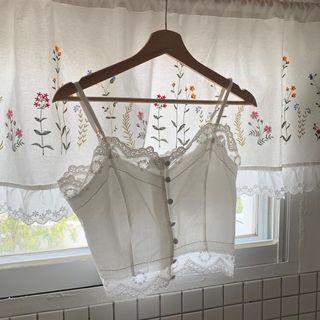 Plain Lace Tank Top Off-white - One Size
