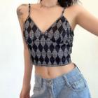 Cropped Houndstooth Camisole Top