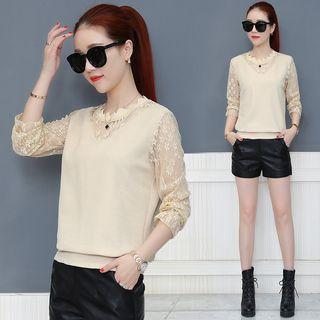 Lace Panel Mock Two Piece Top