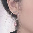 Rhinestone Circle Drop Earring / Clip-on Drop Earring