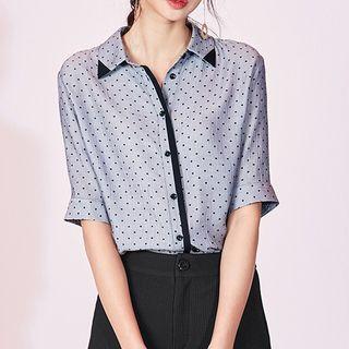 Dotted Elbow Sleeve Shirt