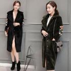Embroidered Furry Snap-button Coat