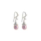 Sterling Silver Fashion Simple Leaf Purple Freshwater Pearl Earrings Silver - One Size
