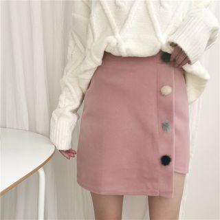 Pom Pom Asymmetrical A-line Skirt