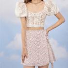 Floral Lace-up A-line Skirt