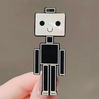 Robot Shell Stainless Steel Hair Clip Ly1687 - Black & White - One Size