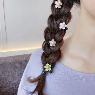 Set Of 8: Flower Acrylic Hair Clamp Set Of 8 - Orange & Pink & Yellow & Red & Green & White - One Size